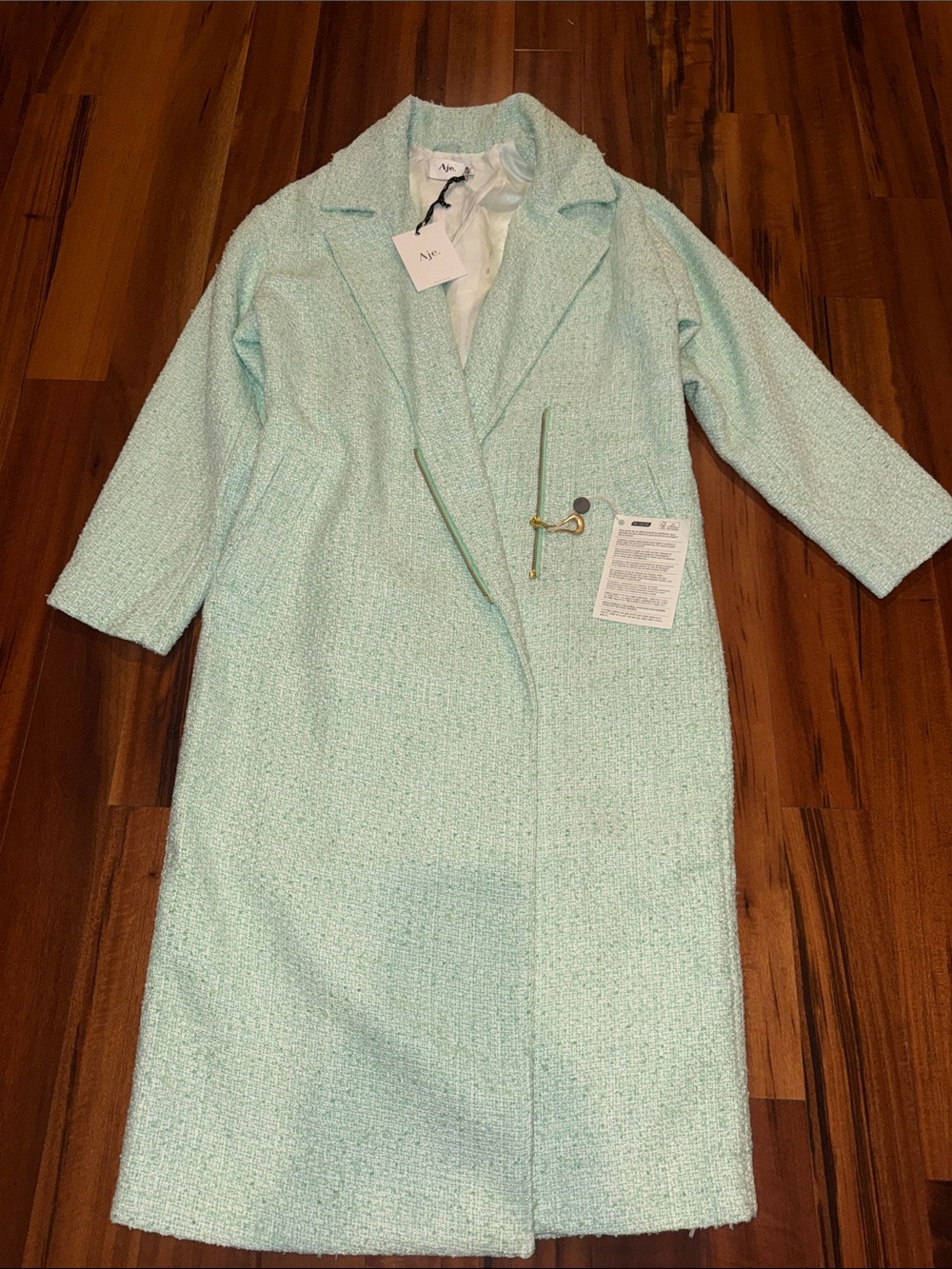 Aje Mint Green Aurore Boucle Coat